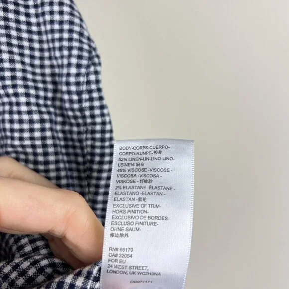 Urban Outfitters Navy White Gingham Linen Gianna Halter Top - Picture 5 of 6